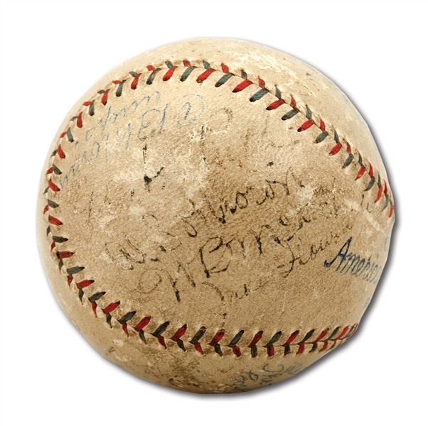 1926 ST. LOUIS CARDINALS WORLD CHAMPION TEAM SIGNED OAL (JOHNSON) BASEBALL WITH BABE RUTH