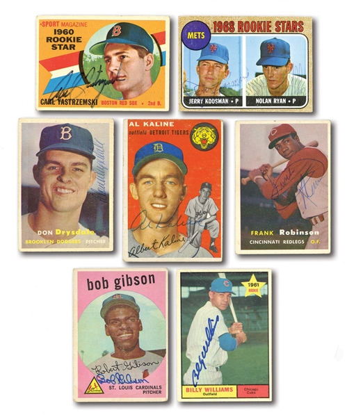 LOT OF (7) 1950-60S TOPPS AUTOGRAPHED HALL OF FAMER ROOKIE CARDS