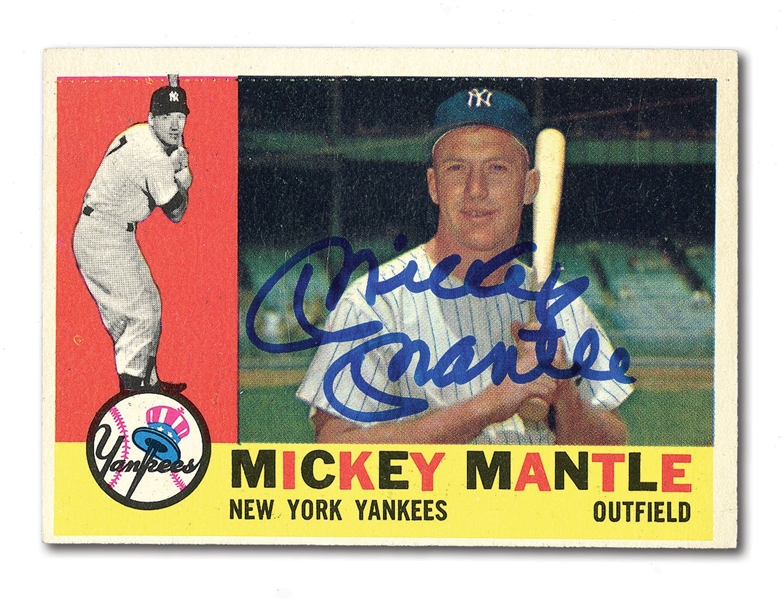 MICKEY MANTLE AUTOGRAPHED 1960 TOPPS #350 BASEBALL CARD