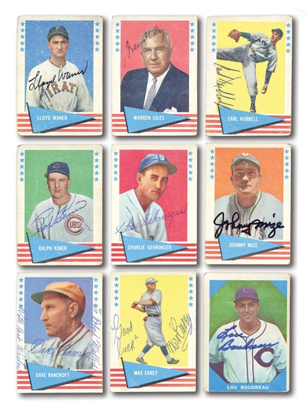 LOT OF (25) HALL OF FAMER AUTOGRAPHED 1960 AND 1961 FLEER BASEBALL GREATS CARDS