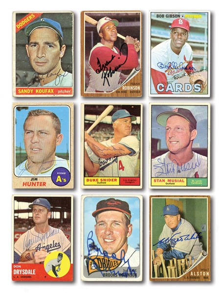 LOT OF (76) HALL OF FAMER AUTOGRAPHED 1960-69 TOPPS BASEBALL CARDS