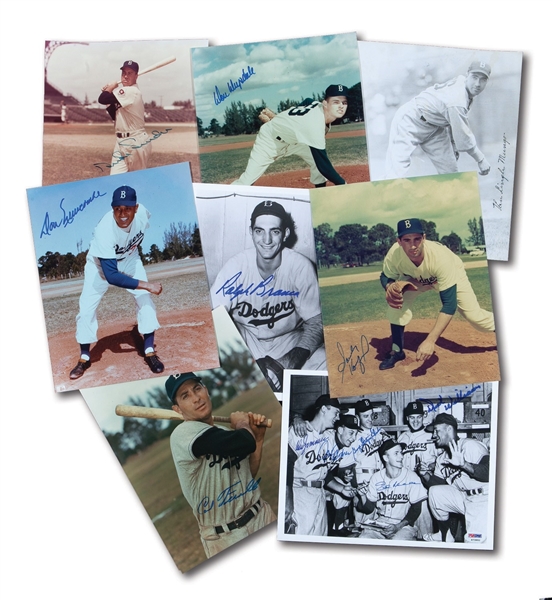 LOT OF (101) BROOKLYN DODGERS AUTOGRAPHED 8 X 10 PHOTOS INCL. HALL OF FAMERS &  STARS