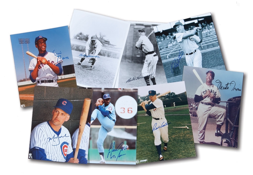 LOT OF (175) CHICAGO CUBS AUTOGRAPHED 8 X 10 PHOTOS INCL. MANY HALL OF FAMERS