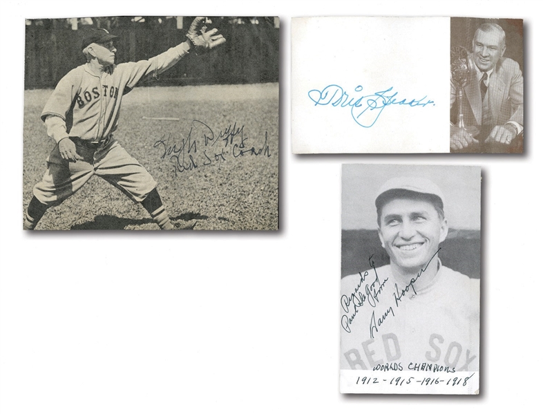 HUGH DUFFY, HARRY HOOPER AND TRIS SPEAKER AUTOGRAPHED PRINTED PHOTO ITEMS (DEGOOD COLLECTION)