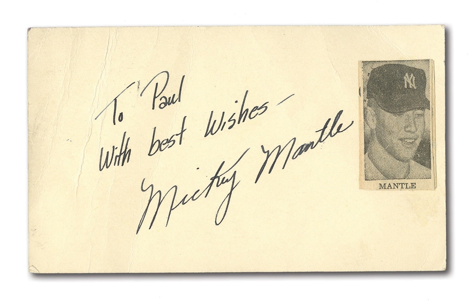 RARE MICKEY MANTLE ROOKIE AUTOGRAPHED GPC WITH PRINTED PHOTO POSTMARKED JUNE 18, 1951 (DEGOOD COLLECTION)