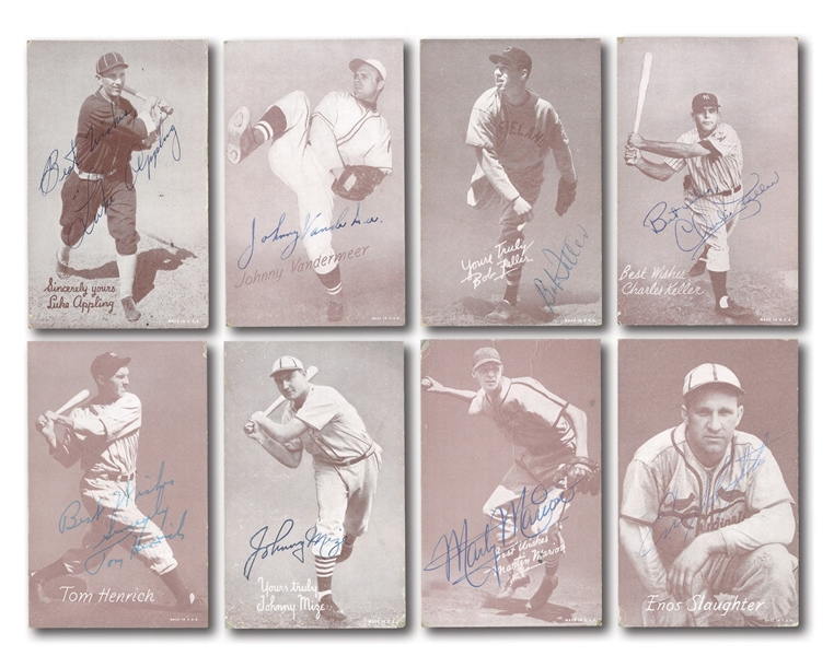 LOT OF (36) 1947-50 AUTOGRAPHED EXHIBIT CARDS INCL. SEVERAL HALL OF FAMERS (DEGOOD COLLECTION)