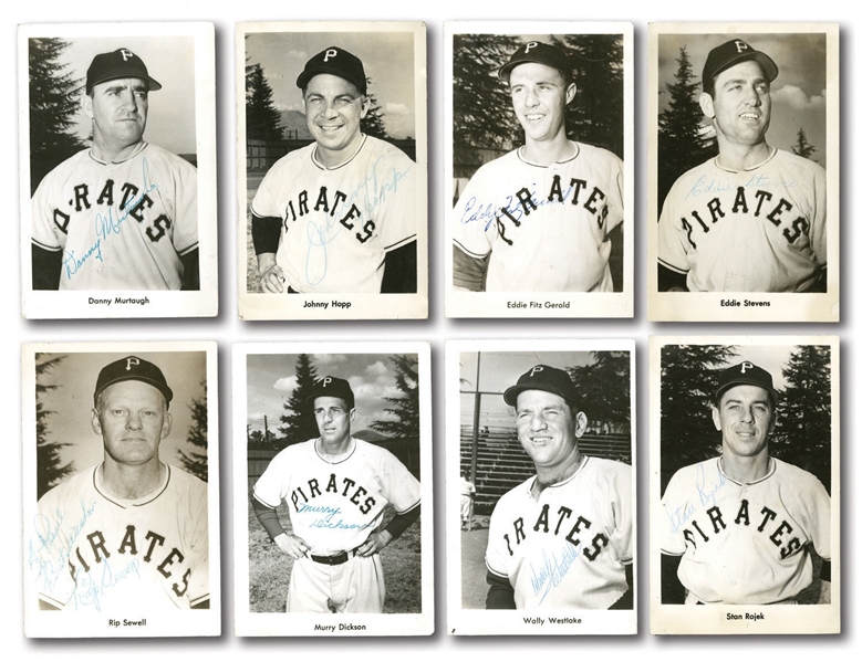 LOT OF (10) 1949 PITTSBURGH PIRATES FORBES FIELD SOUVENIR REAL PHOTO POSTCARDS INCL. MURTAUGH (DEGOOD COLLECTION)