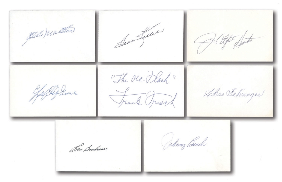 LOT OF (52) HALL OF FAMER AUTOGRAPHED 3 X 5 INDEX CARDS