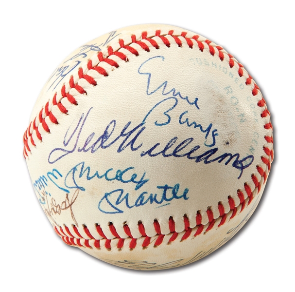 400-500 HOME RUN CLUB MULTI-SIGNED BASEBALL WITH MANTLE & TED WILLIAMS