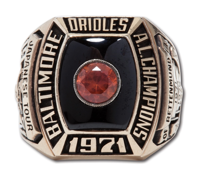 1971 BALTIMORE ORIOLES AMERICAN LEAGUE CHAMPIONS 10K GOLD RING ISSUED TO PLAYER MERV RETTENMUND