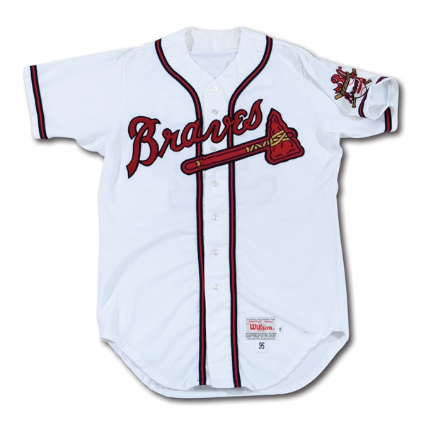 1995 GREG MADDUX ATLANTA BRAVES GAME WORN HOME JERSEY FROM HIS CY YOUNG & CHAMPIONSHIP SEASON