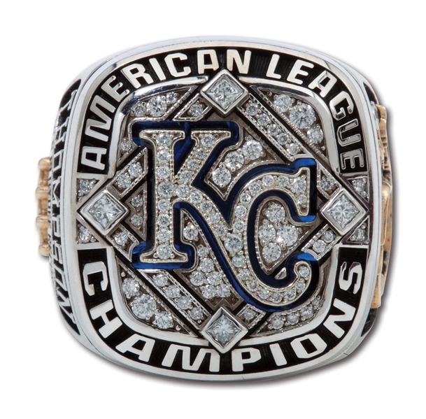 2014 KANSAS CITY ROYALS AMERICAN LEAGUE CHAMPIONS 10K GOLD RING ISSUED TO MILT THOMPSON WITH ORIGINAL PRESENTATION BOX