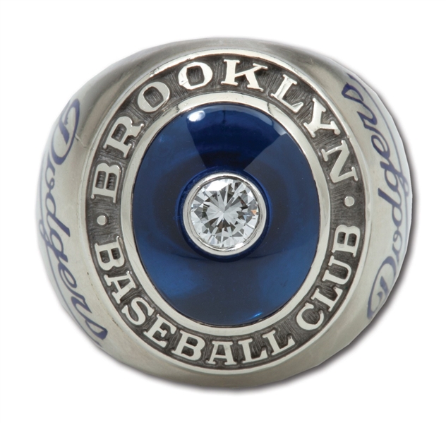 1947 BROOKLYN DODGERS NATIONAL LEAGUE CHAMPIONS 14K GOLD RING ISSUED TO RED BARBER (EXCELLENT PROVENANCE)
