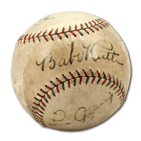 BABE RUTH AND LOU GEHRIG DUAL-SIGNED OFFICIAL AMERICAN LEAGUE (BARNARD) BASEBALL