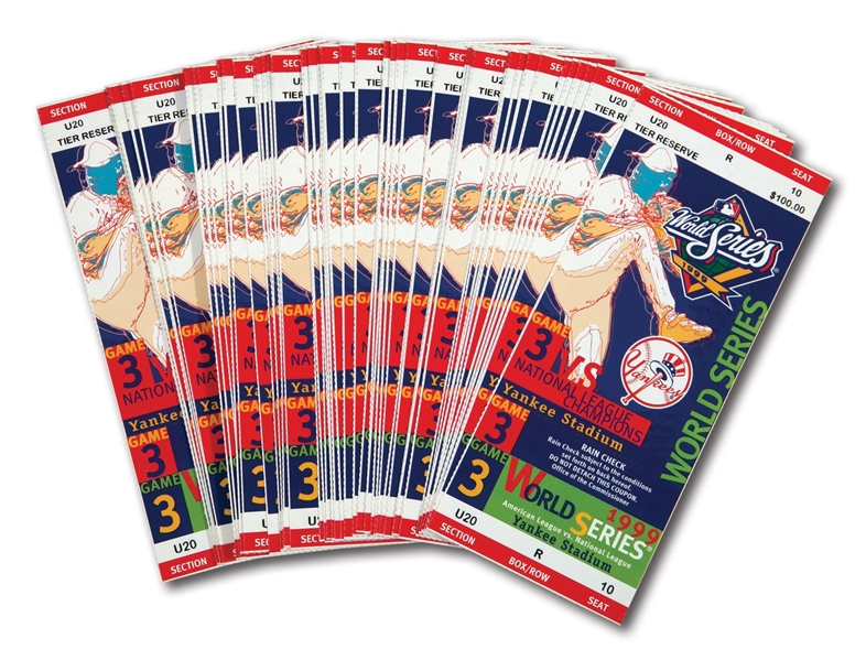 LOT OF (59) 1999 WORLD SERIES (YANKEES/BRAVES) GAME 3 FULL UNUSED TICKETS