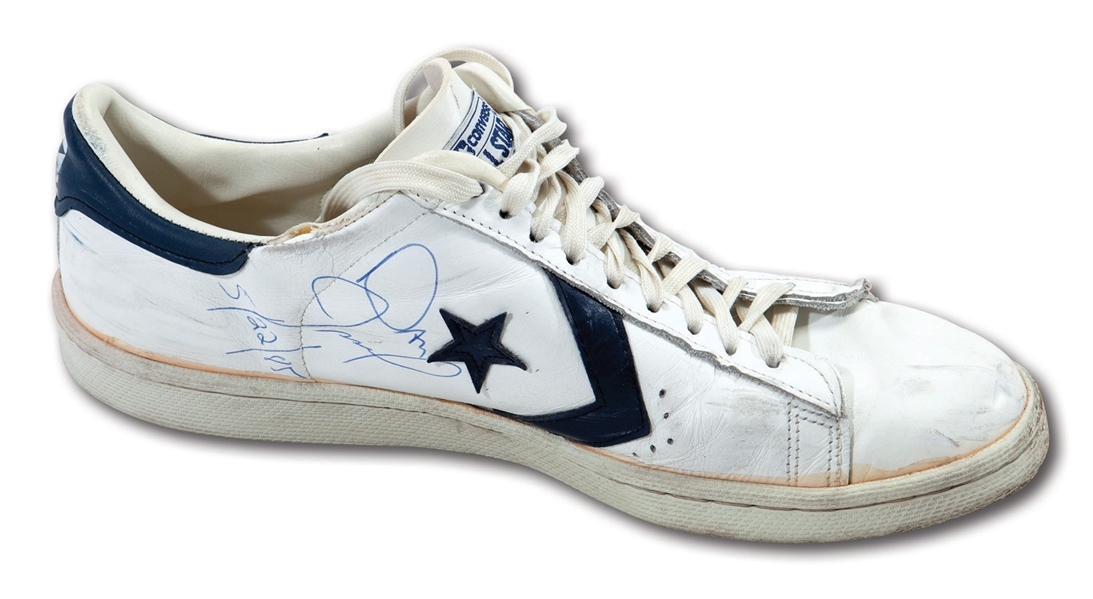 DAN ISSEL’S SIGNED & DATED “5/22/85” GAME WORN CONVERSE SHOE FROM HIS FINAL NBA GAME (HOLLYWOOD AGENT COLLECTION)