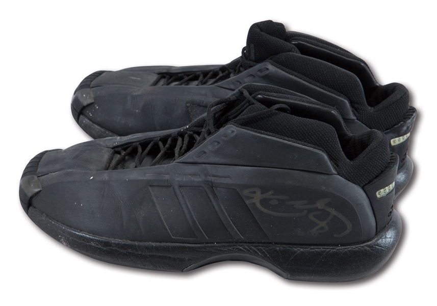 2000-01 KOBE BRYANT (THREE-PEAT ERA) GAME WORN & DUAL-SIGNED PAIR OF ADIDAS THE KOBE SHOES (HOLLYWOOD AGENT COLLECTION)