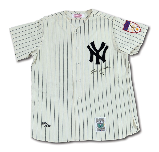 MICKEY MANTLE (UDA) AUTOGRAPHED LTD. ED. (#281/536) NEW YORK YANKEES REPLICA JERSEY (HOLLYWOOD AGENT COLLECTION)