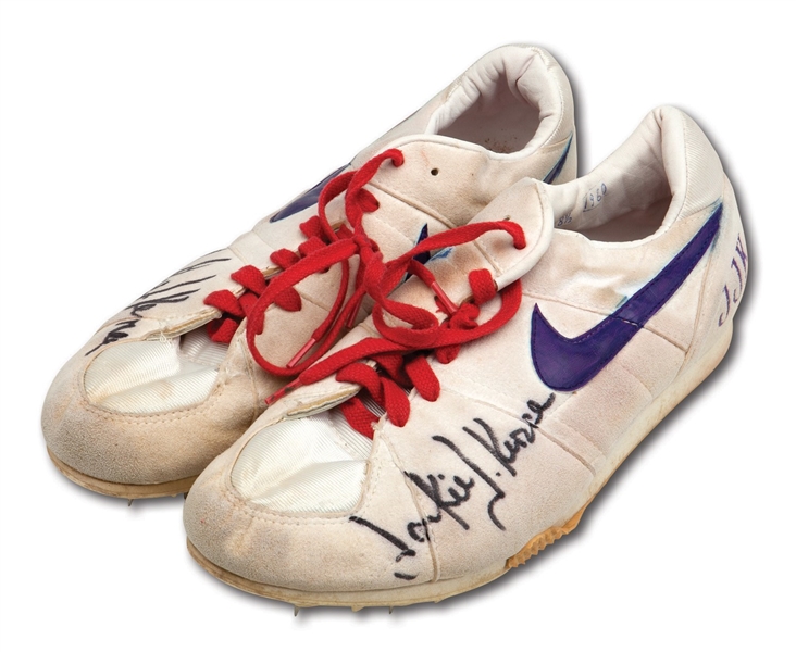1990S JACKIE JOYNER-KERSEE DUAL-SIGNED COMPETITION WORN NIKE JJK SIGNATURE MODEL TRACK SPIKES (HOLLYWOOD AGENT COLLECTION)
