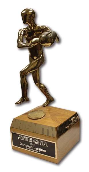 CHRISTIAN LAETTNERS 1992 NAISMITH COLLEGE PLAYER OF THE YEAR TROPHY (LAETTNER COLLECTION)