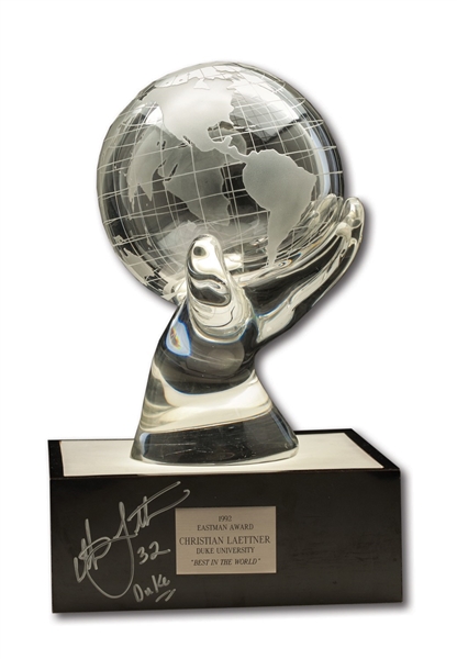 CHRISTIAN LAETTNERS SIGNED & INSCRIBED 1992 EASTMAN AWARD "BEST IN THE WORLD" ELECTRICAL TROPHY (LAETTNER COLLECTION)
