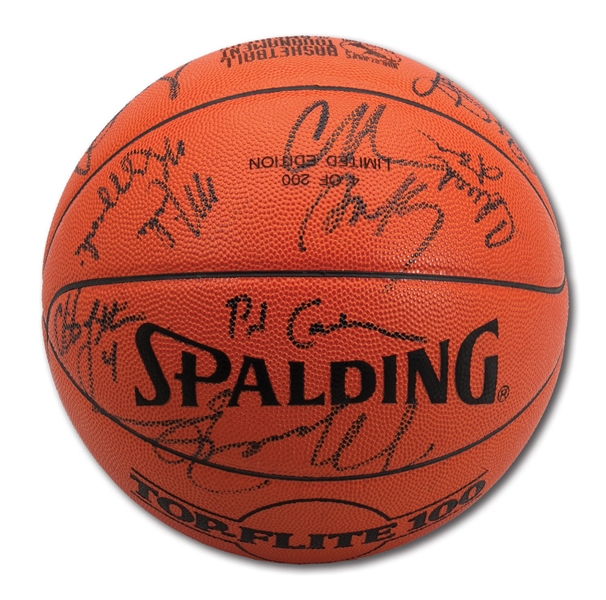 CHRISTIAN LAETTNERS 1992 USA OLYMPIC DREAM TEAM SIGNED SPALDING BASKETBALL (16 AUTOS.) WITH ALL PLAYERS & COACHES (LAETTNER COLLECTION)