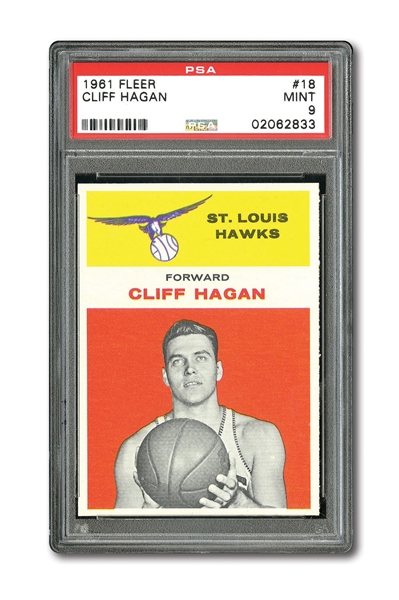 1961 FLEER BASKETBALL #18 CLIFF HAGAN PSA MINT 9