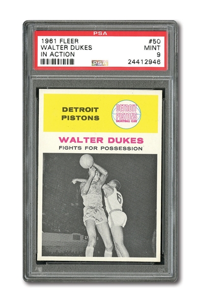 1961 FLEER BASKETBALL #50 WALTER DUKES IN ACTION PSA MINT 9
