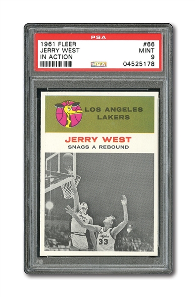 1961 FLEER BASKETBALL #66 JERRY WEST IN ACTION PSA MINT 9