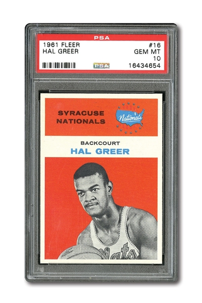 1961 FLEER BASKETBALL #16 HAL GREER PSA GEM MINT 10 (1/1)