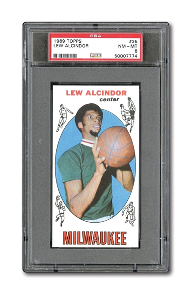 1969 TOPPS BASKETBALL #25 LEW ALCINDOR ROOKIE PSA NM-MT 8