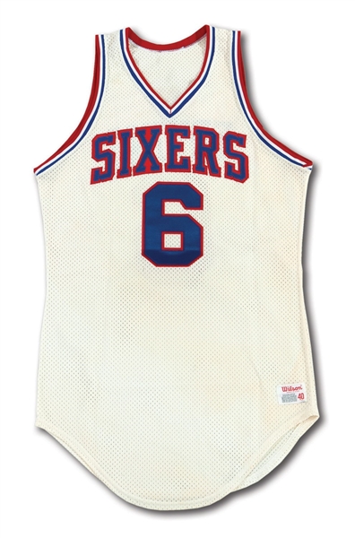 EARLY 1980S JULIUS ERVING PHILADELPHIA 76ERS GAME WORN HOME JERSEY