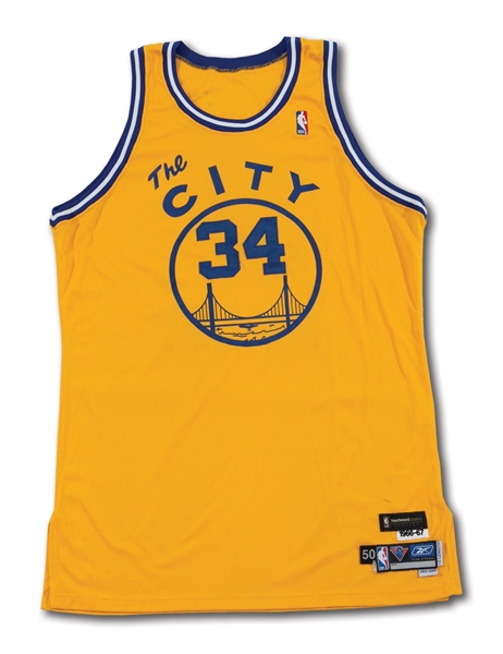 4/14/2004 MIKE DUNLEAVY JR. GOLDEN STATE WARRIORS GAME WORN 1966-67 THROWBACK JERSEY (COBY KARL LOA)