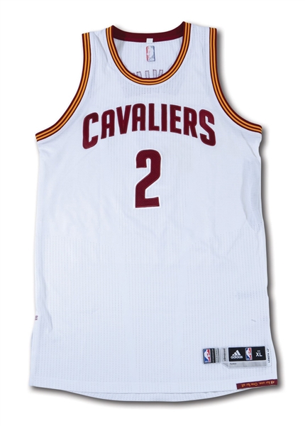 5/17/2016 KYRIE IRVING SIGNED CLEVELAND CAVALIERS (CHAMPIONSHIP SEASON) EASTERN CONF. FINALS GAME 1 WORN HOME JERSEY - 27 PTS. & 5 AST. IN WIN (NBA SOURCE, PHOTO-MATCHED)