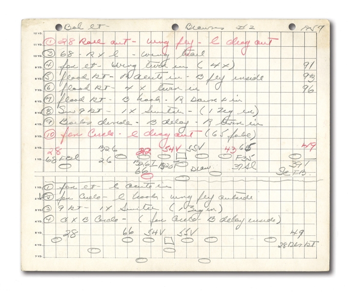 VINCE LOMBARDIS C.1957 NEW YORK GIANTS HAND-WRITTEN PLAYBOOK NOTES DESIGNED AS OFFENSIVE COORDINATOR (LOMBARDI COLLECTION)
