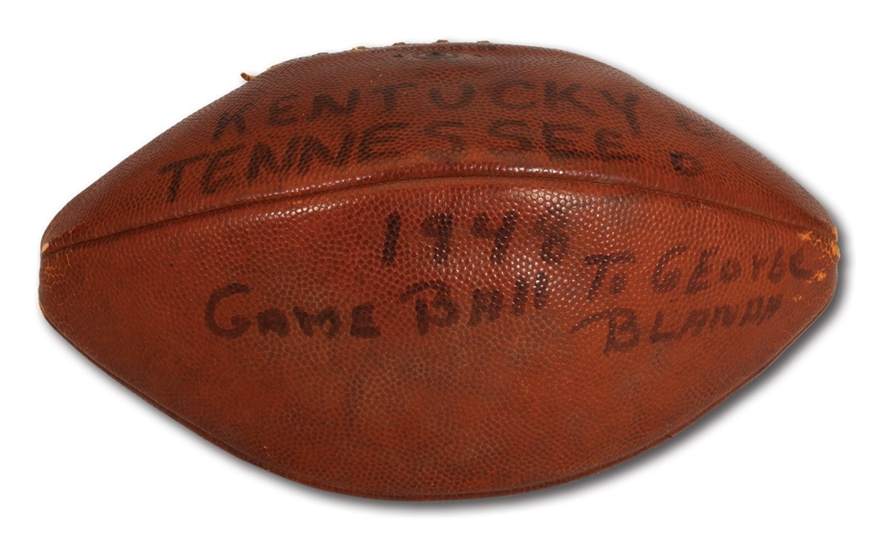 GEORGE BLANDAS 11/20/1948 UNIVERSITY OF KENTUCKY WILDCATS GAME BALL FROM THE INFAMOUS 0-0 TIE AGAINST TENNESSEE (BLANDA COLLECTION)