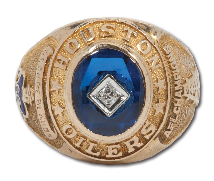 GEORGE BLANDAS 1961 HOUSTON OILERS AMERICAN FOOTBALL LEAGUE CHAMPIONS 10K GOLD RING (BLANDA COLLECTION)
