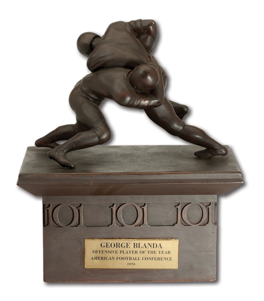 GEORGE BLANDAS 1970 AFC OFFENSIVE PLAYER OF THE YEAR TROPHY PRESENTED BY K.C. CHIEFS COMMITTEE OF 101 (BLANDA COLLECTION)