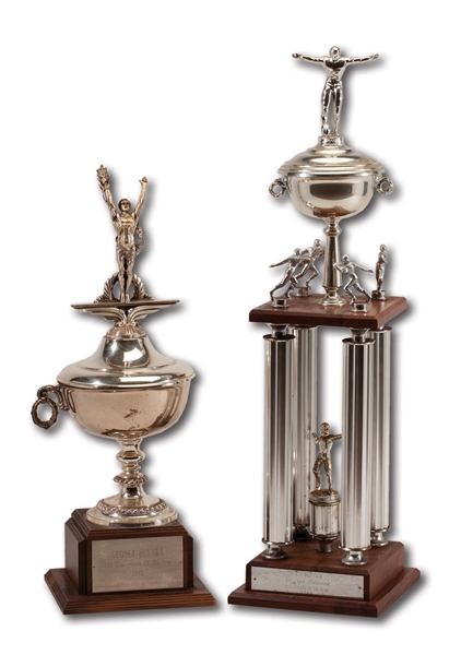 GEORGE BLANDAS PAIR OF 1970 REA EXPRESSMAN OF THE YEAR AND 1970 P.C. FAMILY CLUB PRO ATHLETE OF THE YEAR TROPHIES (BLANDA COLLECTION)