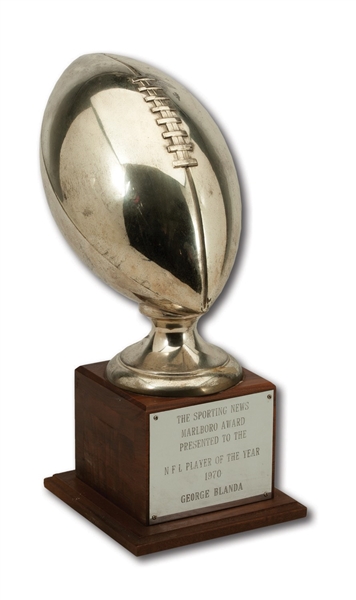 GEORGE BLANDAS 1970 MARLBORO AWARD NFL PLAYER OF THE YEAR TROPHY PRESENTED BY THE SPORTING NEWS (BLANDA COLLECTION)
