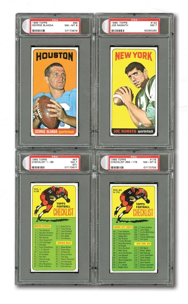 1965 TOPPS FOOTBALL COMPLETE SET OF (176) ALL PSA GRADED (6.63 GPA, #9 COMPLETE) WITH #122 JOE NAMATH PSA NM 7