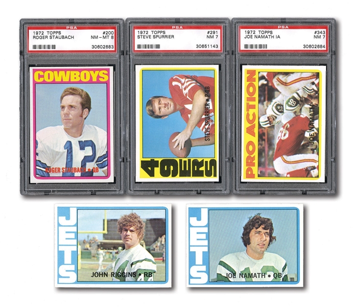 1972 TOPPS FOOTBALL HIGH GRADE COMPLETE SET OF (351) WITH #200 STAUBACH PSA NM-MT 8