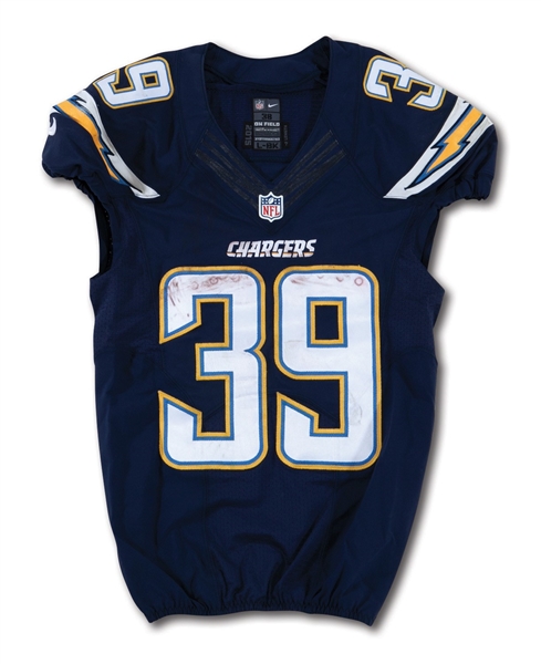 12/20/2015 DANNY WOODHEAD SAN DIEGO CHARGERS GAME WORN HOME JERSEY - 4 TDS IN WIN VS. MIA (PHOTO-MATCHED, CHARGERS COA)