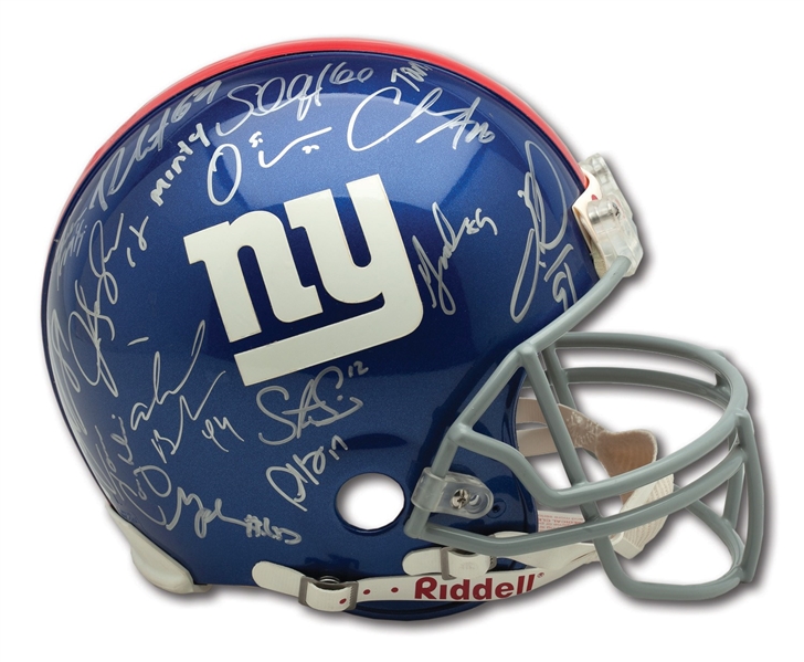 2007 NEW YORK GIANTS SUPER BOWL XLII CHAMPION TEAM SIGNED (31 TOTAL) AUTHENTIC FULL-SIZE HELMET