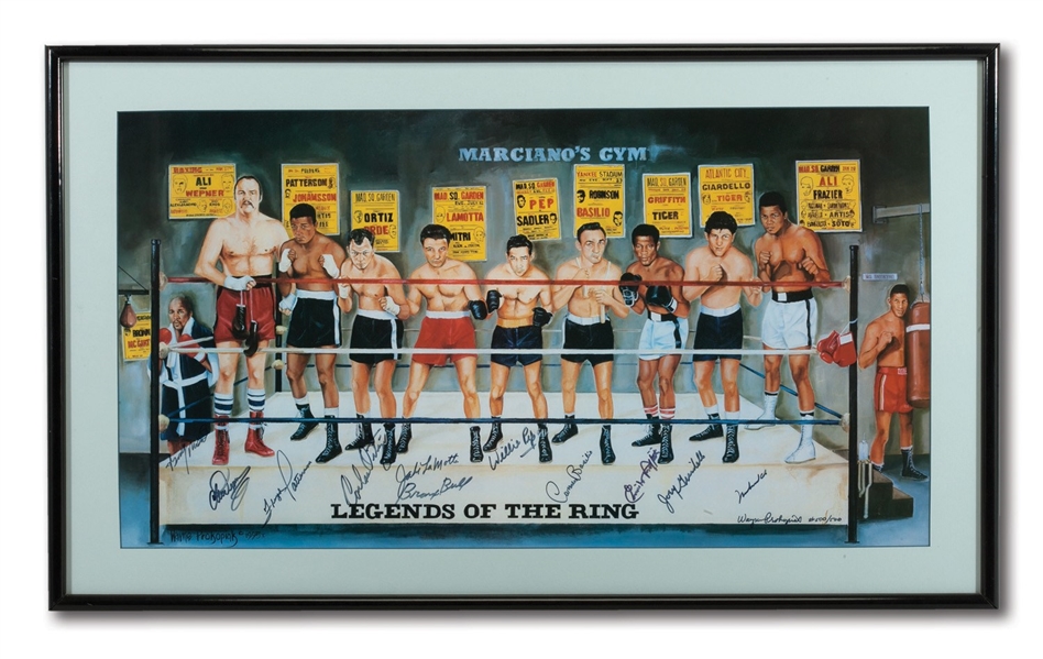 LEGENDS OF THE RING WAYNE PROKOPIAK LITHOGRAPH (LE 500/500) SIGNED BY MUHAMMAD ALI & 9 OTHER BOXING GREATS