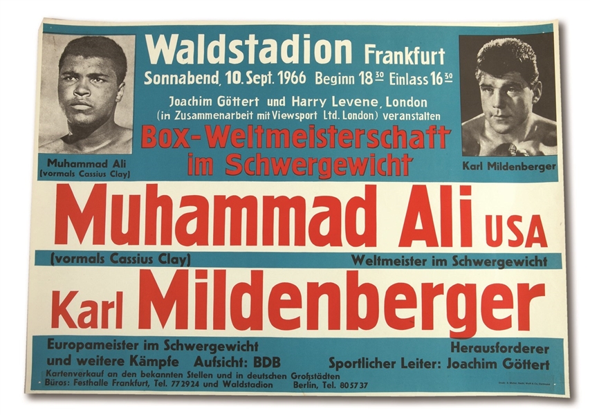 9/10/1966 MUHAMMAD ALI VS. KARL MILDENBERGER ON-SITE FIGHT POSTER
