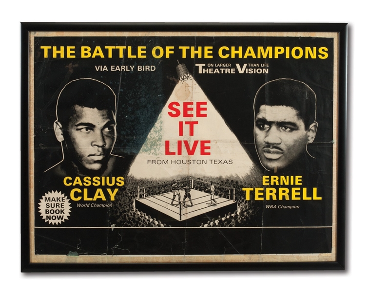 1967 CASSIUS CLAY VS. ERNIE TERRELL HEAVYWEIGHT CHAMPIONSHIP CLOSED-CIRCUIT LARGE FORMAT POSTER (RARE)