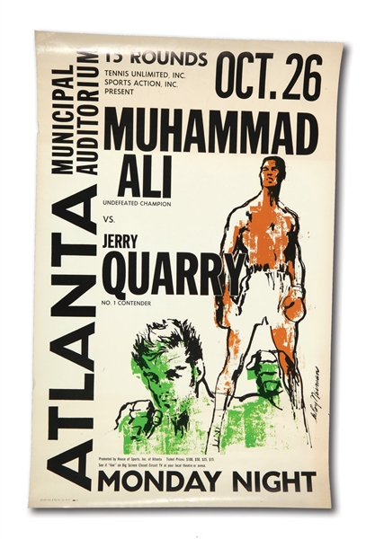 1970 MUHAMMAD ALI VS. JERRY QUARRY (ATLANTA) ORIGINAL LEROY NEIMAN FIGHT POSTER - ALI RETURNS TO RING!