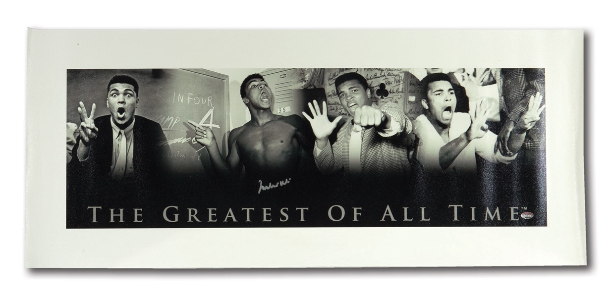 MUHAMMAD ALI SIGNED "GREATEST OF ALL-TIME" (42 X 18) CANVAS PRINT (PSA/DNA GEM MINT 10)