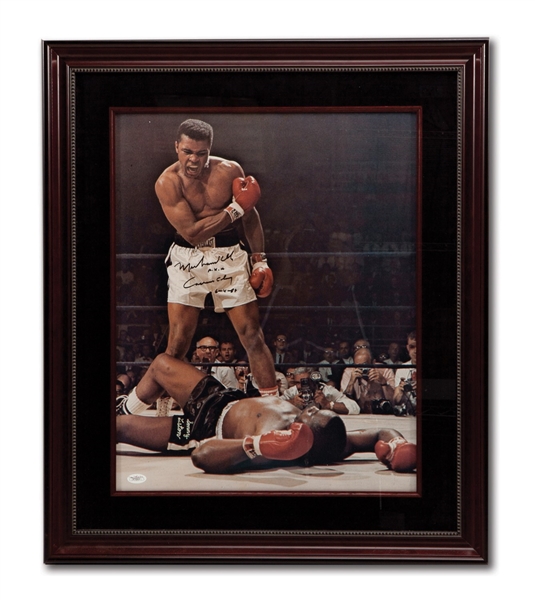 CLASSIC MUHAMMAD ALI "AKA CASSIUS CLAY" AUTOGRAPHED 16" X 20" FRAMED COLOR PHOTOGRAPH